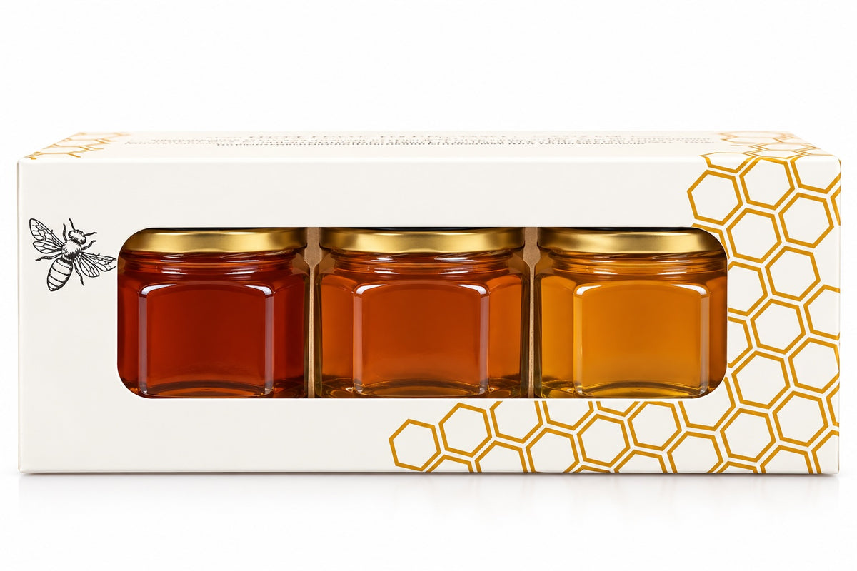 Honey Flight Box – 3-Pack of Raw Varietal Honey